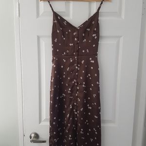 Brown Floral Midi Dress